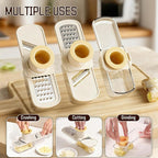 Mini Garlic Slicer Multi-Functional Mandoline Slicer Veggie Garlic Ginger Grinder Vegetable Mandoline Cutter Veggie Shredder with Container (Green)