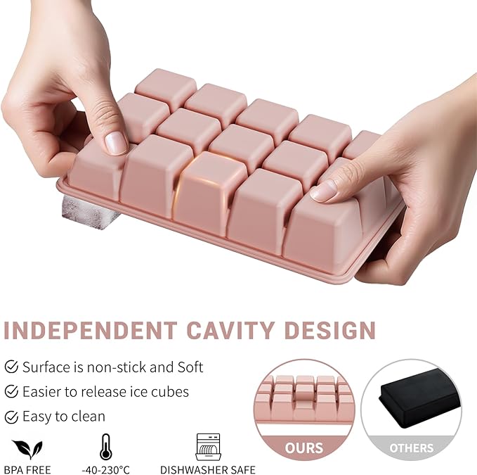 Silicone Ice Cube Tray 3 Pack, HANCELANT Ice Cube Mold, Ice Trays for Freezer with Lid for Whiskey, Baby Food, BPA Free, Easy Release