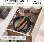 YUTANN Cast Iron Frying Pan 10 Inch - Non Stick Skillet with Diamond Pattern, Pre-Seasoned, PFAS/PFOA Free, Easy to Clean, Detachable Handle, Great for Indoor and Outdoor Cooking