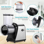 Electric Cheese Grater, 250W Electric Slicer Shredder, One-Touch Control Electric Salad Machine for Cheese, Fruits, Vegetables, Salad Maker with 5 Different Shapes of Blades, 2025 Upgrade