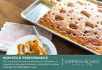 Commerical Quality Cookie Sheet Pan - 4 Pack Aluminum Half Sheet Baking Pan by Saffron & Sage Home Living - This 18x13 Baking Sheet Set is Rust & Warp Resistant, Heavy Duty, of Thick Gauge