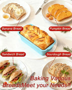Large size foldable silicone bread loaf pan with lid,11x4.7 Inch easy to store non stick Bread Baking Pans,Sourdough Bread Pan with Baking Tool Supplies Kit for Homemade Bread, Cake