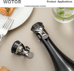 WOTOR Champagne&Wine Bottle Stoppers Stainless Steel with Food Grade Silicone, Leak Proof Keep Fresh Reusable Saver, Cork Suitable for Wine, Champagne, Cava, Prosecco and Sparkling (8 Pack Black）