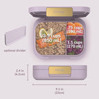 Bentgo Modern - Adult & Teen Bento Lunch Box; 3-4 Compartments, Leak-Resistant, 5.5 Cup Capacity/44 fl oz, Improved Locking Clips, Reusable, BPA-Free, Dishwasher/Microwave Safe Tray (Orchid)
