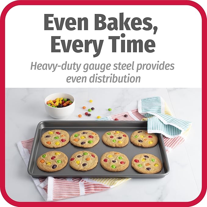 GoodCook Everyday Nonstick Carbon Steel Baking Sheet Set, 3 Pack – Small 13” x 9”, Medium 15” x 10”, Large 17” x 11” – Carbon Steel Cooking Pans, Cookie Sheet Bakeware Set