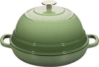 Enameled Cast Iron Dutch Oven Pot with Lid, Round Bread Oven for Homemade Sourdough Bread Baking, 6 Quart, Pistachio Green