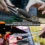 Set of 2 Cooking Tongs,600ºF High Heat-Resistant,Kitchen Utensils,Cooking Utensils for Grill,Salad,BBQ,Frying,Baking,Serving 9/12 inches