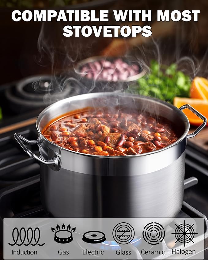 Cooks Standard Stockpots Stainless Steel, 16 Quart Professional Grade Stock Pot with Lid, Silver