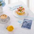 LIYH 150 Pcs Baby Blue Plastic Cutlery Sets - Light Blue Plastic Silverware Heavyduty, Disposable Utensil Sets, 50 of Each Forks, Knives & Spoons Flatware Set for Party Birthday