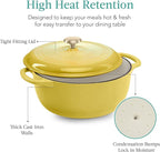 Best Choice Products 7.5 Quart Enamel Cast-Iron Round Dutch Oven, Family Style Heavy-Duty Pre-Seasoned Cookware for Home, Kitchen, Dining Room, Oven Safe w/Lid, Dual Handles - Lemon Meringue