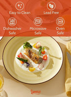 Sweese 10 Inch Porcelain Dinner Plates Set of 6 - Round Green Dishes for Main Courses, Salad, Microwave Dishwasher Safe