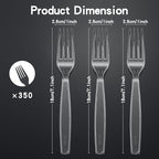 350 Count Clear Plastic forks, Extra Heavy Duty Plastic Forks, Premium Disposable Forks, BPA-Free stainless steel fork disposable for Party Supplies, Weddings and Everyday Use