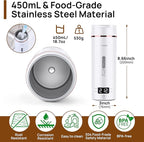 Portable Electric Kettle with Drinking Spout, Plug-in with Travel Bag, 450mL 304 Stainless Steel, 4 Preset Temp, Rapid Boiling – Home/Office/Hotel/Caravan/Dorm/Business Trip