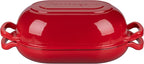Enameled Cast Iron Sourdough Bread Oven, Dutch Oven, Loaf Cast Iron Bread Pan for Homemade Bread Baking, Meatloaf Pan with Lid, 5QT, Red