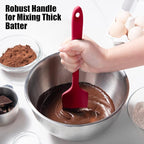 600°F Heat Resistant Silicone Spatula, Doosu High Temp Flexible Kitchen Rubber Bowl Scrapers Food Grade Seamless Baking Supplies Scratch-Proof for Scraping Non-Stick Pans (Red, 11.4in)