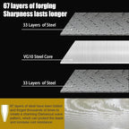Damascus Chef Knife 8" - VG10 Super HC Steel, 67 Layers, Military G10 Handle, Ergonomic Design for Precision Cuts