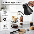 COZII Gooseneck Electric Kettle with ±1°F Temperature Control, 1200W Quick Heating for Pour Over Coffee & Tea, 0.9L Water Boiler with 24H Keep Warm & Auto Shut Off, Stainless Steel Interior, Black