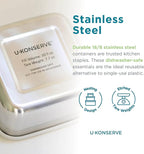 U Konserve Stainless Steel Food Storage Bento Box Container, Leak Proof Silicone Lid Dishwasher Safe - Plastic Free (50oz Clear)