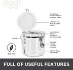 Oggi 4pc Clear Canister Set with Clamp Lids & Spoons - Airtight Food Storage Containers, Ideal for Kitchen & Pantry Storage of Bulk, Dry Food Including Flour, Sugar, Coffee, Rice, Tea, Spices & Herbs