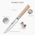 FINDKING 4-Piece Kitchen Steak Knife Set, 4.7 Inch Serrated Kitchen Knives, Rustproof Stainless Steel Cutlery, Pakka Wood Handle, Beige (Michelia Series)