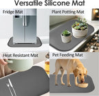 Silicone Coffee Maker Mat with Lip, 24'' x 16'' Heavy Duty Coffee Maker Mat for Countertops, Coffee Tray Fit Under Coffee Machine Appliance Automatic Machines Espresso Accessory, Grey