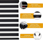 Persilux Cordless Zebra Blinds for Windows (34" W X 64" H, Black) Free-Stop Windows Shades Dual Layer Light Control for Day and Night, Light Filtering Sheer Shades for Home, Easy to Install
