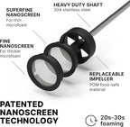 Subminimal NanoFoamer V2 Performance Milk Foamer | NEW Model Edition | Waterproof, Dual-Speed, Stainless Steel | Microfoamed Milk in 30 Seconds, Barista-Style Coffee Drinks Home