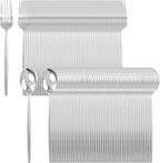 SUT 200Pcs Plastic Silverware,Plastic Spoons and Forks, Disposable Silverware,Silver Plastic Silverware, Disposable Forks and Spoons, Includes 100 forks, 100 spoons for Party, Birthday, Wedding