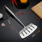 GREATLINK 304 Stainless Steel Fish Spatula,Wide Slotted Turner Steak Spatula With Heat Resistant Long Handle,Professional Kitchen Slotted Cooking Turner for Cooking or Baking