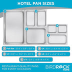 BIRDROCK HOME Stainless Steel Steam Table Pan - Hotel, Restaurant & Catering Supplies - 24 Gauge Steel, 2.6 qt Capacity - Meal Prep, Cooking, & Food Storage Container - 6" Depth, 1/6-Size (6 Pack)