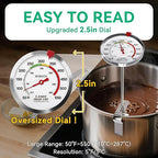 BOMATA 2-Pack Waterproof IP67 Candy Thermometers with Pot Clip, Deep Fry Oil Thermometer with Upgraded 2.5in Large Display for Cooking, Food, Turkey, BBQ, Grill... Mth400 Silver & Gray