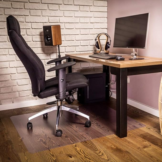 NECAUX Custom Multi-Size 1.5mm Thick Frosted PVC Table Cover Protector - 44 x 80 Inch Kitchen Wood Grain Vinyl Transparent Table Cover Plastic Protective Pad for Dining Room Table