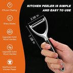 KULUNER 304 Stainless Steel Multi-Function Kitchen Peeler - With Solid Wood Handle, Sharp & Durable Blade, Effortlessly Peels Vegetables and Fruits, Essential Kitchen Tool