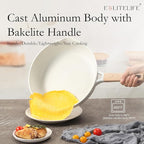 ESLITE LIFE Nonstick Ceramic Frying Pan Skillet, Non-Toxic Egg Omelette Kitchen Cooking Pans Compatible with All Stovetops (Gas, Electric & Induction), PTFE & PFOA Free (White, 9.5")