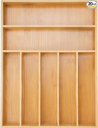 Silverware Organizer Kitchen Drawer Organizer Utensil Organizer Bamboo Silverware Holder Cutlery Organizer in Drawer Flatware Organizer Tray(7 slots, Natural