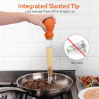 U-Taste 1.5oz Angled Turkey Baster - 228.2ºF Heat Resistant Food Grade Tritan and Silicone Large Octopus Bulb Baster Set with Cleaning Brush for Cooking Basting Meat Poultry Beef Chicken (Orange)