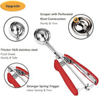 Red 2 Tbsp/ 30 ml/ 1 oz Stainless Steel Ice Cream & Cookie Scoop with Trigger Release