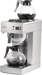 12-Cup Coffee Maker 1.8L Commercial Drip Coffee Maker Pour Over Coffee Machines with 2 Glass Carafes and 2 Warmers Plate Stainless Steel Coffee Brewer for Cofe Bar and Restaurant