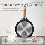 ESLITE LIFE 11 Inch Crepe Pan with Spreader, Nonstick Ceramic Flat Skillet Dosa Tawa Comales Para Tortillas Pancake Pan, PTFE & PFOA Free, Black