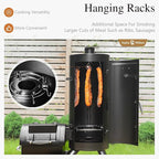 Sophia & William Heavy-Duty Vertical Offset Charcoal Smoker Extra Large Outdoor BBQ Gill with Offset Smoker, 961 SQ.IN. Cooking Area with Warming Tray,Push-out Ash Tray for Event Gathering, Black