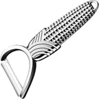 Maxjoy Vegetable Potato Apple Carrot Fruit Veggie Peeler - Corn Kernel Ergonomic Handle, Ultra Sharp Stainless Steel Blades - Silver