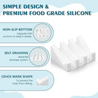 Self Draining Soap Dish,Silicone Suction Cup Soap Holder, Bathroom Soap Dish for Bar Soap,Can Extend Soap Life,Bathroom, Bath Tub, Kitchen Sink (4, White)