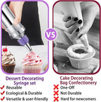Novano Dessert Decorating Syringe Set, Frosting Piping Kit Stainless Steels Cake Decorating Kit with 6 Piping Tips & 9 silicone cupcakes, Cupcake Decorating Kit Piping Bags and Tips Set