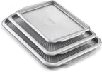 SYAINN Non-stick Ceramic Baking Sheet Set, Pack of 3 - Aluminum Steel Cookie Sheets for Baking - Includes Half/Quarter/Jelly Roll Pans - Warp Resistant, Toxic, PTFE & PFOA Free - Sliver