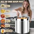 Stock Pot - 50QT Large Soup Pot with Lid - Heavy Duty Induction Tri-Ply Bottom Commercial Grade Stockpot for Boiling Cooking Soup Stew Pasta Cooking Pots, Deep Cookware