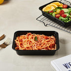 CIAO! Heavy Weight 24oz Injection Molded Microwavable Black Rectangular Food Container With Lid (150/case)