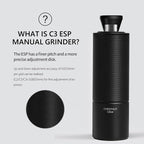 TIMEMORE Chestnut C3 ESP Manual Coffee Grinder, Stainless Steel S2C Portable Conical Burr Hand Coffee Grinder, Adjustable Grind Setting for Espresso to French Press - Black