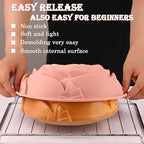Sakolla 3 Pack Flower Shape Silicone Cake Molds, Large Round Silicone Molds for Baking Cake, Breads, Pies, Tarts, Jello (Rose, Chrysanthemum, Sunflower)