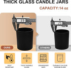 14 OZ Thick Candle Jars for Making Candles 12 Pcs, 3 Wick Empty Jars with Wood Lids for Candle Making, Sample Container,Matte Black