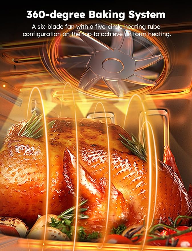 Nuwave Brio 15.5Qt Air Fryer Rotisserie Oven, X-Large Family Size, Powerful 1800W, 4 Rack Positions, 50°-425°F Temp Controls, 100 Presets & 50 Memory, Integrated Smart Thermometer, Linear T Technology